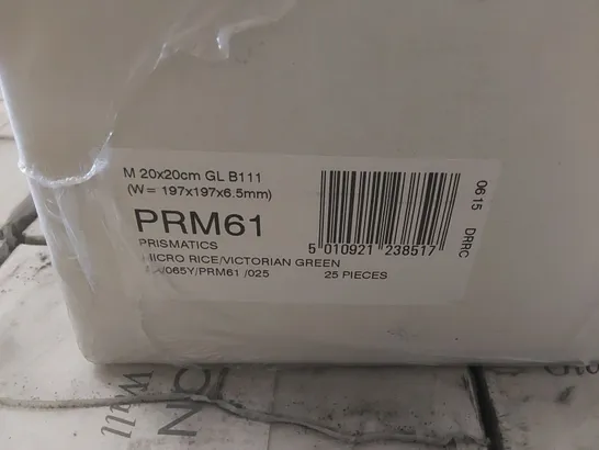 PALLET TO CONTAIN APPROX 96 X CARTONS OF JOHNSON PRISMATICS MICRO RICE/VICTORIANA GREEN GLAZED WALL TILES - 25 TILES PER CARTON // SIZE: 197 X 197 X 6.5mm