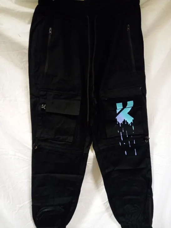 KOI VEGAN `THE WHIPTAIL` BAGGY CARGO TROUSERS - SIZE XL BLACK