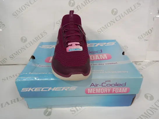 BOXED PAIR OF SKECHERS AIR-COOLED MEMORY FOAM SHOES IN RASPBERRY UK SIZE 3