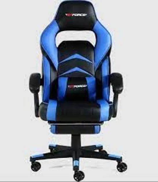 BOXED GT FORCE TURBO BLACK/BLUE FAUX LEATHER RACING SPORTS OFFICE CHAIR (1 BOX)