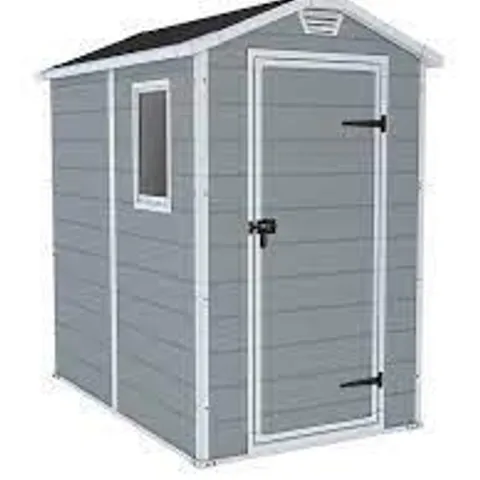 BOXED GRADE 1 KETER 4X6 APEX MANOR RESIN MAINTENANCE FREE SHED