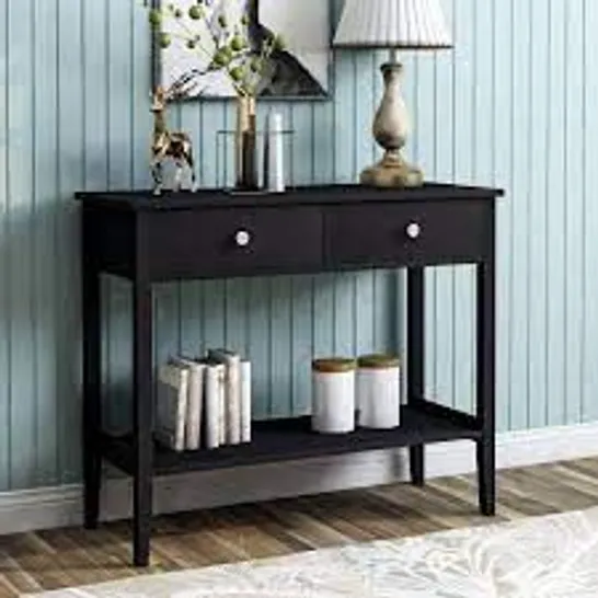 BOXED UTRECHT 100CM SOLID WOOD CONSOLE TABLE BLACK 