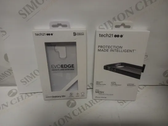 APPROXIMATELY 79 BRAND NEW BOXED TECH 21 ELECTRICAL CASES TO INCLUDE; - 59 EVO MESH IPHONE 5/5S/SE BLACK AND 20 EVO EDGE SAMSUNG GALAXY S9+ CLEAR PHONE CASES