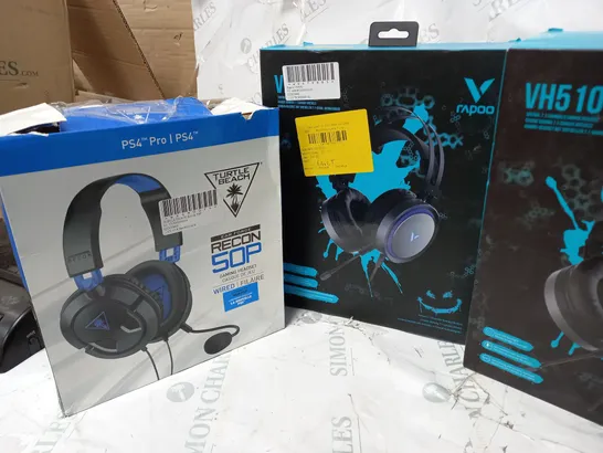 5 BOXED GAMING HEADSETS TO INCLUDE TURTLE BEACH RECON 50P, RAPOO VH510, TURTLE BEACH RECON 70, ETC