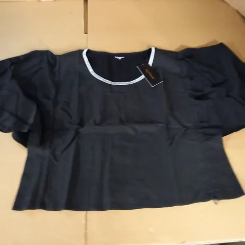 BRAND NEW KINTSUGI CROPPED BLACK TOP WITH BATWING SLEEVES AND HIDDEN SIDE ZIP - 20