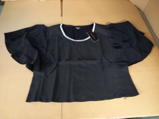 BRAND NEW KINTSUGI CROPPED BLACK TOP WITH BATWING SLEEVES AND HIDDEN SIDE ZIP - 20