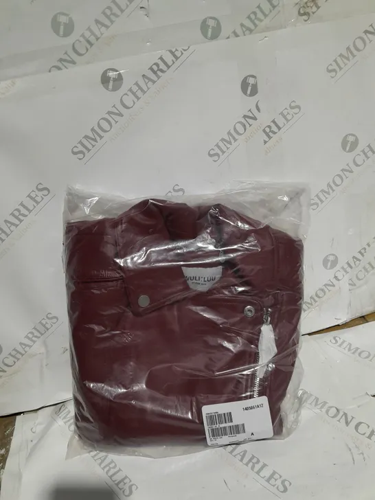 WULI;LUU BY GOK WAN BURGUNDY LEATHER BIKER JACKET 