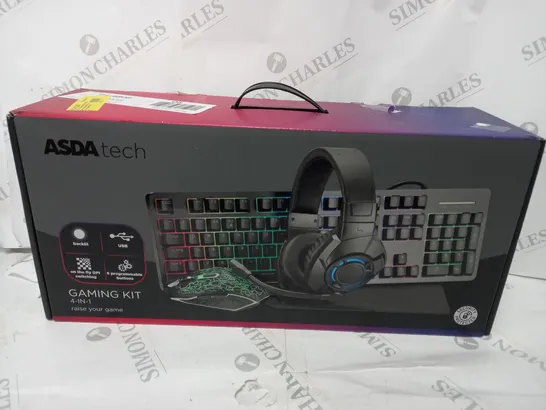 BOXED 4 IN 1 GAMING KIT - KEYBOARD, MOUSE, HEADSET AND MOUSEMAT 