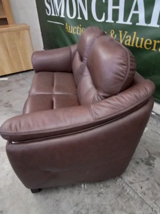 DESIGNER G PLAN MADE JACKSON 2 SEATER CHESTNUT LEATHER SOFA 