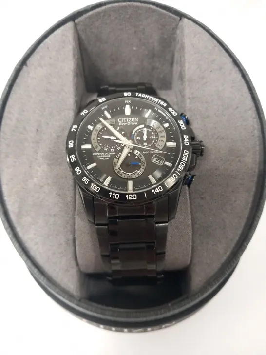 BOXED CITIZEN GENTS ECO DRIVE CHRONOGRAPH AT WR200 WRIST WATCH