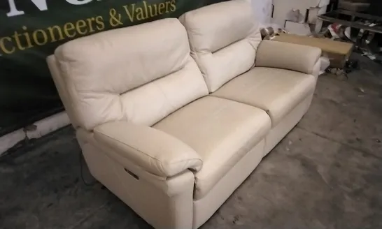 QUALITY BRITISH DESIGNED & MANUFACTURED G PLAN CREAM LEATHER ELECTRIC RECLINING 3 SEATER SOFA