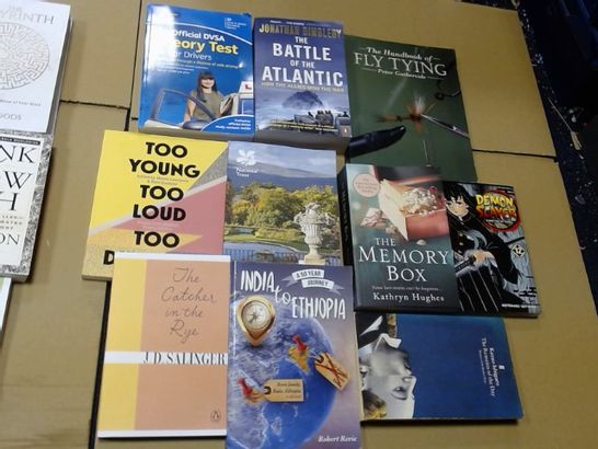 LOT OF ASSORTED BOOKS TO INCLUDE THE BATTLE OF THE ATLANTIC AND DVSA THEORY TEST