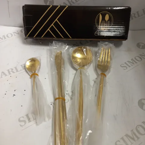 BRONZE EFFECT CUTLERY SET INCLUDING KNIVES, FORKS AND SPOONS