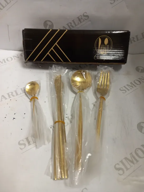 BRONZE EFFECT CUTLERY SET INCLUDING KNIVES, FORKS AND SPOONS