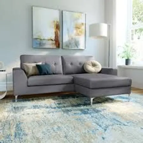 BOXED SENZA GREY LEATHER L-SHAPE CORNER SOFA