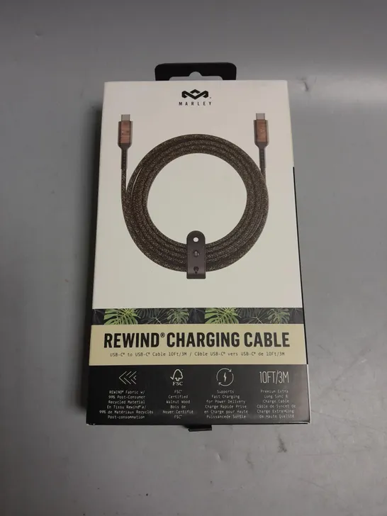 BOXED BOB MARLEY REWIND CHARGING CABLE. USB-C TO USB-C. 10FT/3M