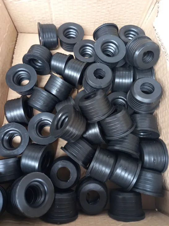 BOX OF APPROXIMATELY 20 RUBBER STOPPERS IN BLACK