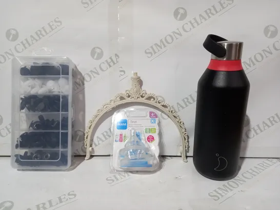 lot of approximately 10 assorted household items to include stainless steel drinks bottle, mam teat, etc