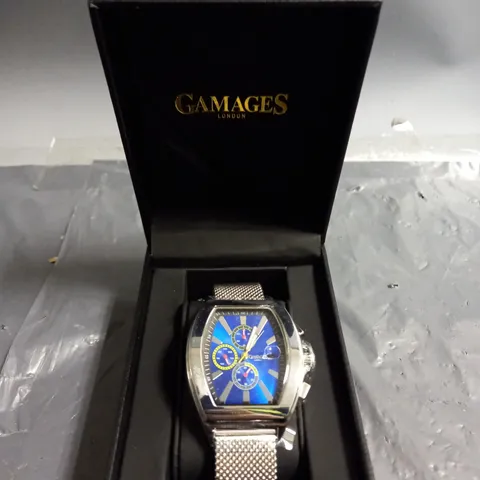 GAMAGES DIVERGENCE STEEL BLUE DIAL WATCH 