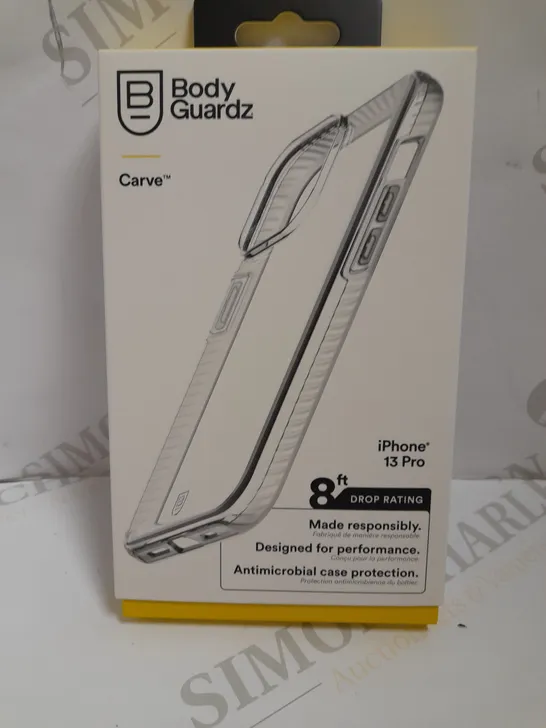 BOX OF APPROX 6 BODY GUARDZ CARVE PROTECTIVE CASES FOR IPHONE 13 PRO - CLEAR