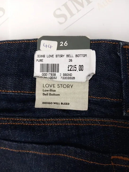 J BRAND JEANS LOVE STORY BELL BOTTOM PURE SIZE 26