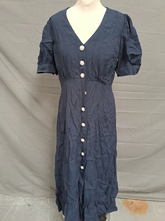 FINERY ULRICA SATIN DRESS NAVY SIZE 10