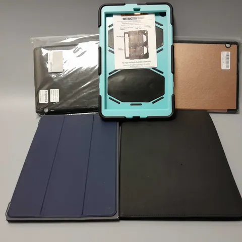 APPROXIMATELY 5 TABLET CASES TO INCLUDE HARD PC CASE, BEAUTY ME TABLET CASE, FOXWOOD FOR IPAD 10.2" 2019, ETC