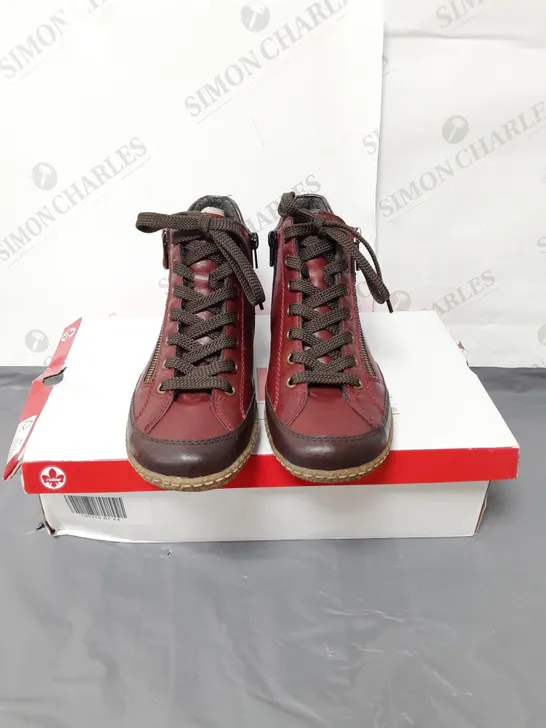 RIEKER ANTISTRESS ANKLE BOOTS BURGUNDY SIZE 4