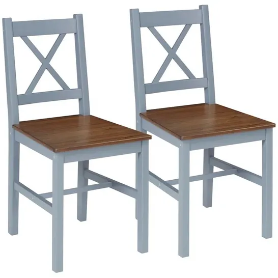 BOXED TITAN SOLID WOOD CROSS BACK SIDE/DINING CHAIRS IN GREY