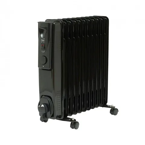 BOXED NEO 11 FIN ELECTRIC OIL FILLED RADIATOR PORTABLE HEATER WITH 3 HEAT SETTINGS THERMOSTAT - BLACK (1 BOX)