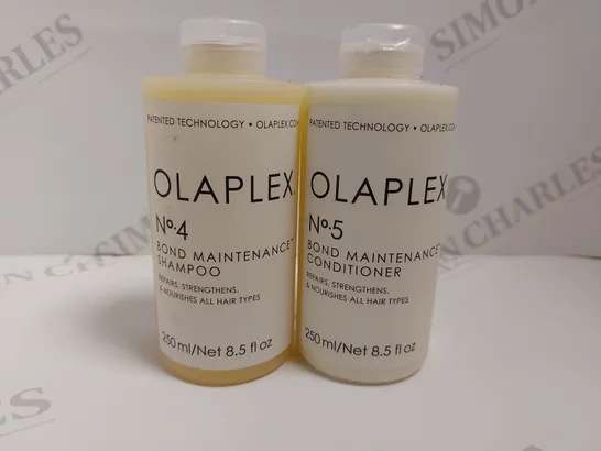 BOX OF 2 OLAPLEX ITEMS TO INCLUDE NO.4 SHAMPOO AND NO.5 CONDITIONER