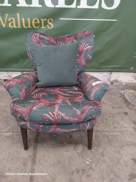 QUALITY BRITISH DESIGNER LOUNGE Co. OCCASIONAL CHAIR BIRD OF PARADISE FABRIC