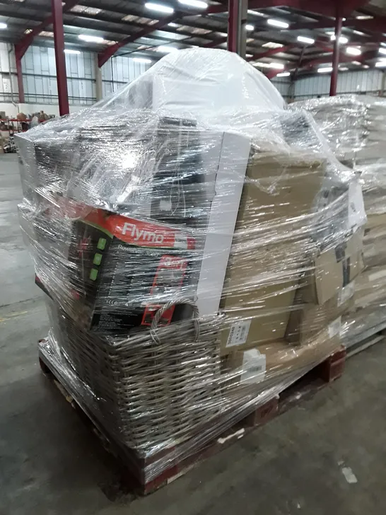 PALLET OF ASSORTED PRODUCTS INCLUDING FLYMO POER VAC, CAR WHEEL PROTECTION, SHOWER MIXER