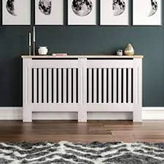 BOXED LARGE ARLINGTON RADIATOR COVER IN WHITE AND OAK (152X19X83.3)