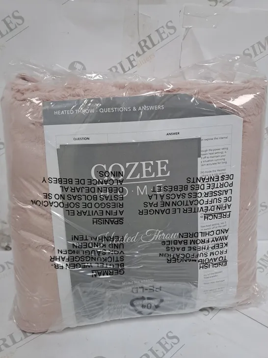 COZEE HOME VELVETSOFT HEATED THROW IN PINK