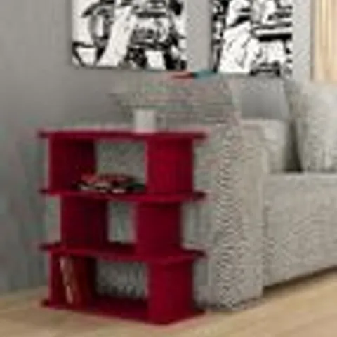 BRAND NEW BOXED TOTEM SIDE TABLE - BURGUNDY