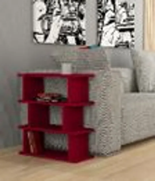 BRAND NEW BOXED TOTEM SIDE TABLE - BURGUNDY