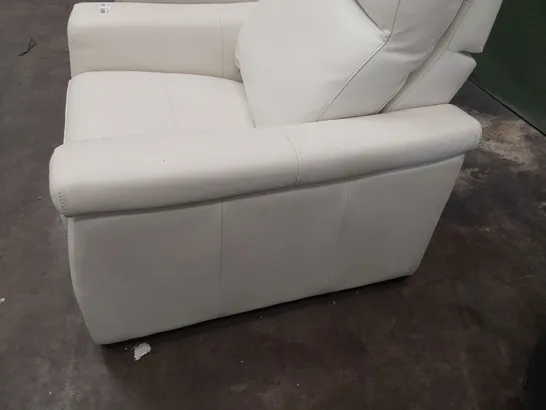 QUALITY ITALIAN DESIGNER POWER RECLINING LOUNGE SUITE COMPRISING THREE SEATER SOFA & PAIR EASY CHAIRS WHITE LEATHER