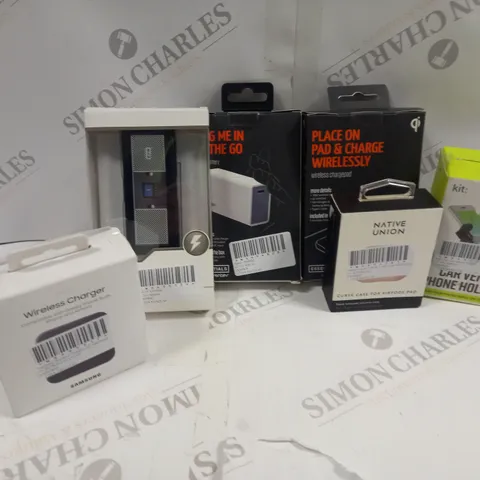 APPROXIMATELY 20 ASSORTED ELECTRICAL ITEMS TO INCLUDE SAMSUNG WIRELESS CHARGER, PHONE HOLDER, AIRPODS PRO CASE, ETC