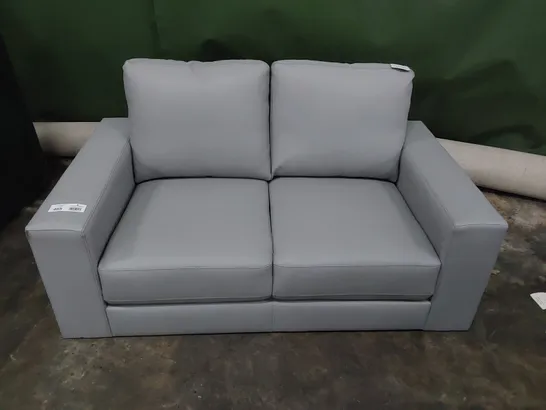 DESIGNER TWO SEATER SOFA GREY LEATHER 