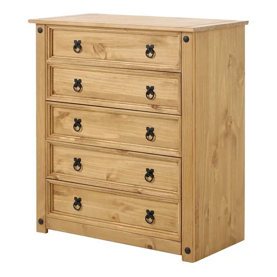 BOXED HAROLD 5 DRAWER CHEST 80CM X 40CM X 89CM