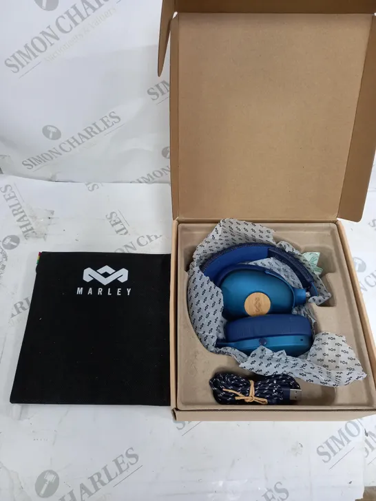 MARLEY POSITIVE VIBRATION XL BLUETOOTH HEADPHONES IN BLUE 