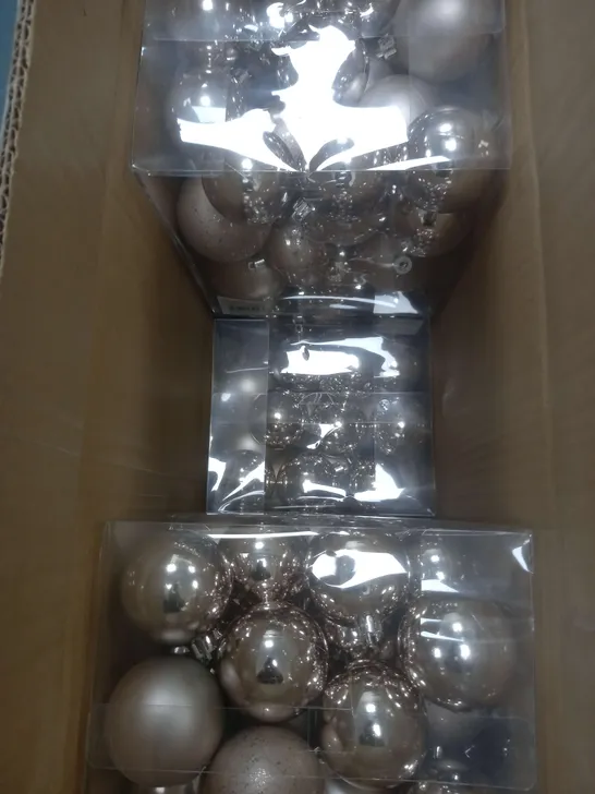 BRAND NEW 6 PACK BOXED CHRISTMAS TREE BAUBLES ROSE-GOLD