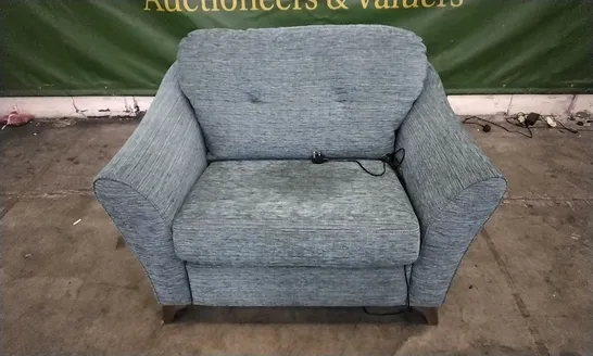 QUALITY BRITISH DESIGNED & MANUFACTURED G PLAN HATTON FORMAL BACK SNUGGLER POWER RECLINER CHAIR WAFFLE MARINE FABRIC  