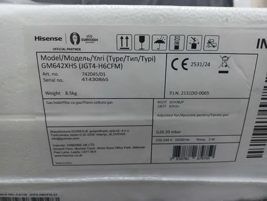 SEALED HISENSE GAS HOB JGT4-H6CFM GM642XHS 