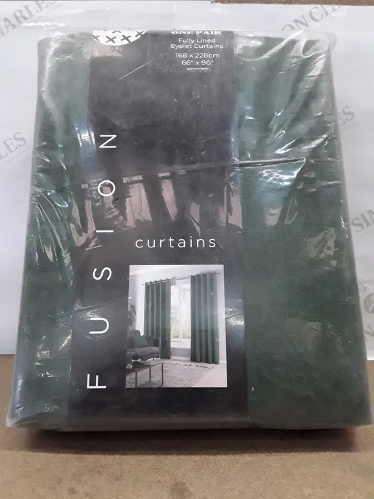 BRAND NEW FUSION ONE PAIR FULLY LINED EYELET CURTAINS SORBONNE - 168CM - 228CM 