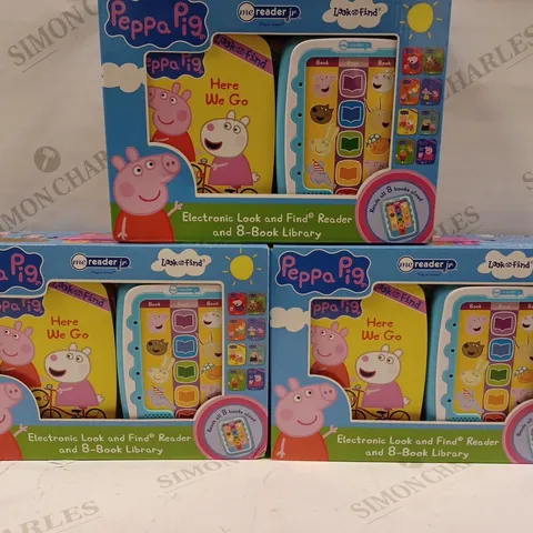 LOT OF APPROXIMATELY 3 PEPPA PIG - ELECTRONIC ME READER JR AND 8 LOOK AND FIND SOUND BOOK LIBRARY