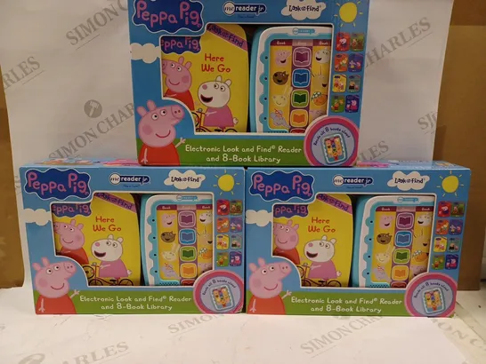 LOT OF APPROXIMATELY 3 PEPPA PIG - ELECTRONIC ME READER JR AND 8 LOOK AND FIND SOUND BOOK LIBRARY