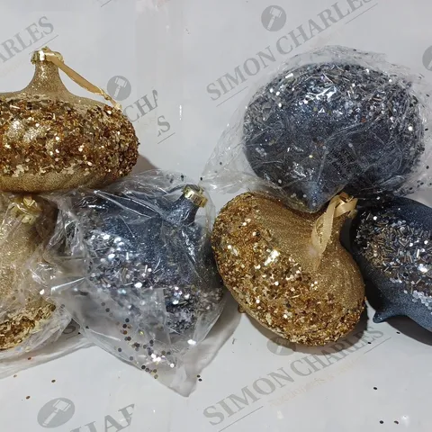 ALISON CORK SET OF 6 GLITTER ELLIPSE BAUBLES  