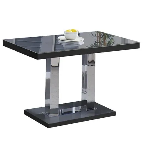 COCO DINING TABLE IN BLACK GLOSS WITH 5MM GLASS TOP (3 BOXES)